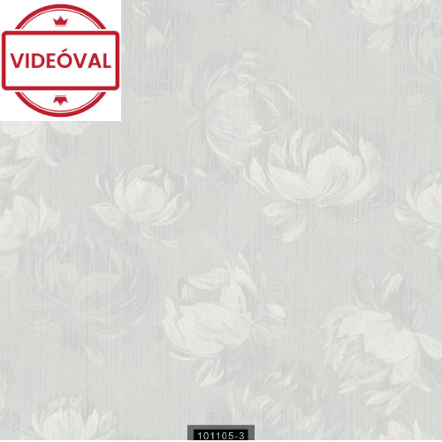 Yazmin szürkéskék alapon bézs virág mintás gyöngyházfényű luxus tapéta 101105-3