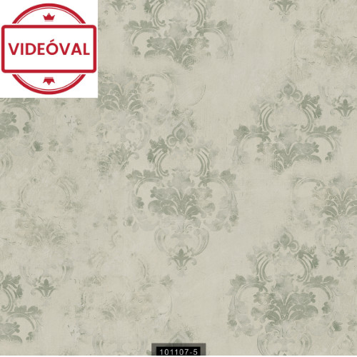 Yazmin bézs-szürkéskék koptatott hatású klasszikus mintás gyöngyházfényű luxus tapéta 101107-5