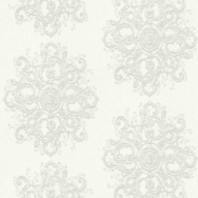   Törtfehér alapon ezüst csillámló barokk mintás tapéta 10154-31