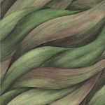   Zöld-lila-szürkésbarna színátmenetes levelet idéző hullámmotívumos tapéta 10257-07