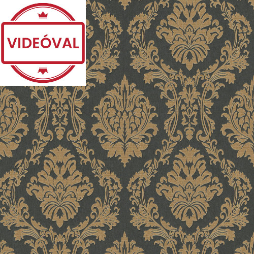 Versailles fekete-arany klasszikus barokk mintás selyem tapéta 10288-15