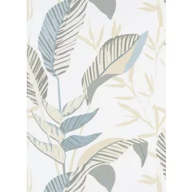   Elle Decoration 3 fehér-kék-zöld-bézs levél mintás  tapéta 10332-07