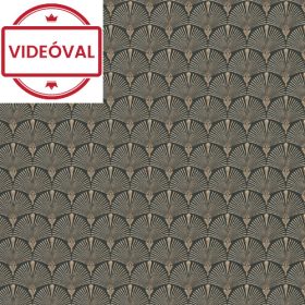   Versailles fekete -arany legyező mintás selyem tapéta 10346-15