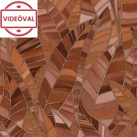   Elle 4.  téglavörös-arany-rózsaszín-bordó levél mintás tapéta 10446-13