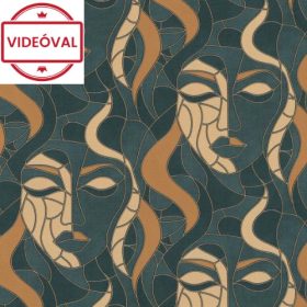   Elle 4. zöld-barna-arany-bézs mozaikos női porté mintás tapéta 10458-19