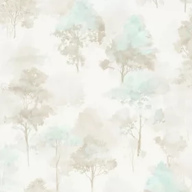  Forest Dreams fehér alapon türkiz-barna akvarell erdőmintás tapéta 10557-02