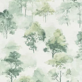   Forest Dreams fehér alapon zöld akvarell erdőmintás tapéta 10557-07