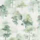 Forest Dreams fehér alapon zöld akvarell erdőmintás tapéta 10557-07
