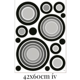 Fekete-szürke körös falmatrica
