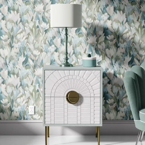 Erismann Pure Harmony 10586-07 Absztakt virágmintás kék-zöld tapéta