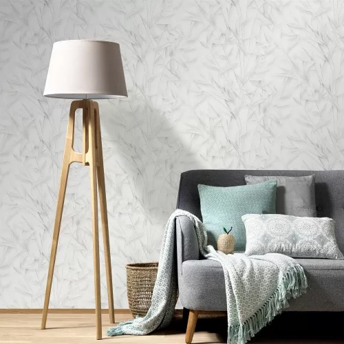 Erismann Pure Harmony 10587-31 fehér/szürke csillogó levél mintás tapéta