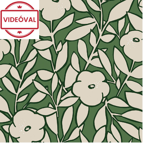 Dolce Vita zöld alapon drapp virág mintás tapéta 11230204