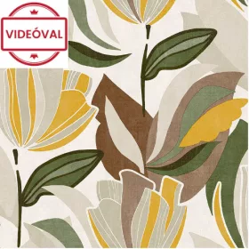   Dolce Vita drapp alapon sárga-barna-zöld tulipán mintás tapéta 11230702