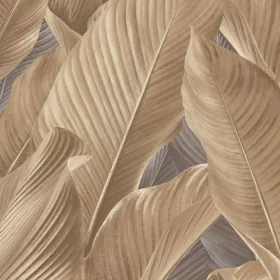 Tahiti selyemfényű barna levél mintás tapéta 13303