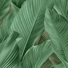 Tahiti selyemfényű zöld leveles tapéta 13304