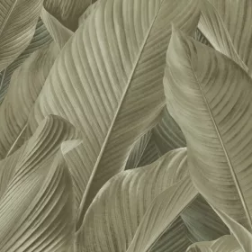   Tahiti selyemfényű barna-szürke levél mintás tapéta 13306