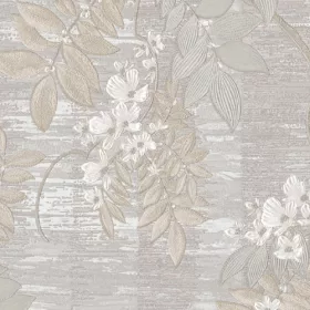   Tahiti ködszürke alapon barna-ekrü levél mintás tapéta 13317
