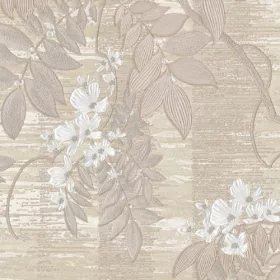 Tahiti bézs alapon barna levél mintás tapéta 13318