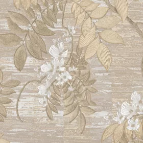   Tahiti barna alapon fehér-arany levél mintás tapéta 13319
