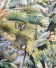 Tahiti kék alapon zöld-barna dzsungel mintás tapéta 13332