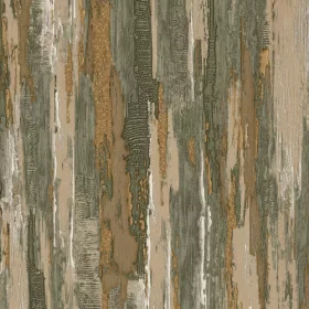  Tahiti olajzöld-aranybarna fényes fakéreg mintás tapéta 13354