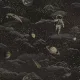 Adventure Awaits fekete-fémes arany színű bolygó és asztronauta mintás tapéta 14050