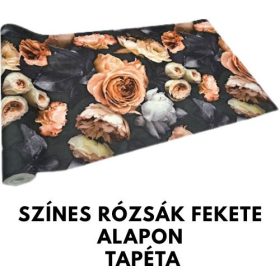 Nagy rózsamintás tapéta fekete alapon