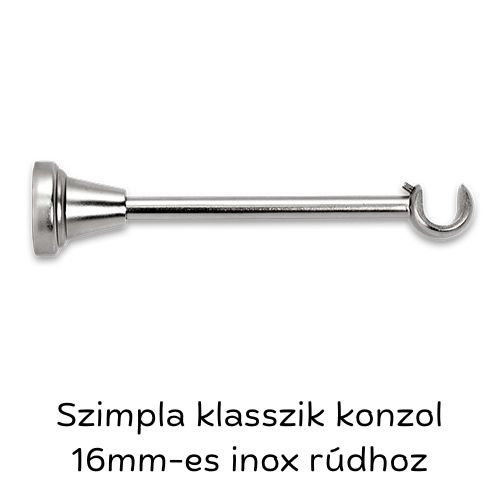 Klasszik szimpla karnisrúdtartó inox