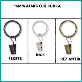 Fém karika fém csipesszel fekete 16mm-es rúdra