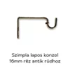Lapos szimpla konzol 16mm-es rúdhoz réz antik