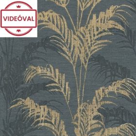   Maison Luxe antracit-fekete-barna fényes levél mintás tapéta 17741