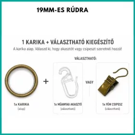   Karika ráncszedővel vagy csipesszel 19mm-es rúdra több színben