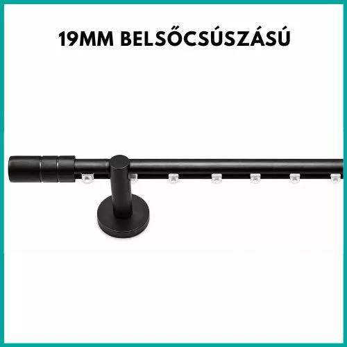 Landhouse 19mm belső csúszású fém karnis fekete GRIP véggel 320cm toldva