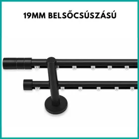   Landhouse 19mm belső csúszású dupla karnis fekete GRIP véggel