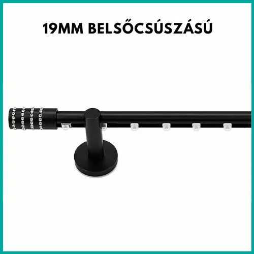 Landhouse 19mm belső csúszású fém karnis fekete ROYAL véggel 200cm