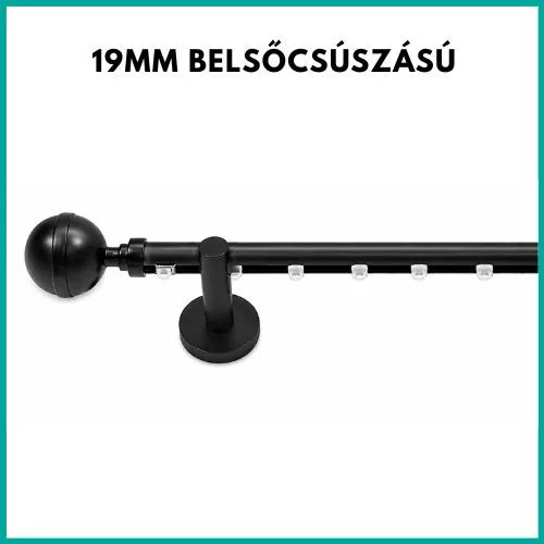 Landhouse 19mm belső csúszású fém karnis fekete JUPITER véggel 200cm