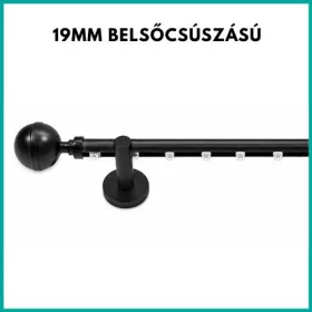   Landhouse 19mm belső csúszású fém karnis fekete JUPITER véggel