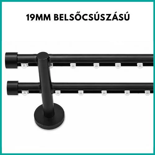 Landhouse 19mm belső csúszású dupla karnis fekete Stockholm véggel 280cm TOLDVA