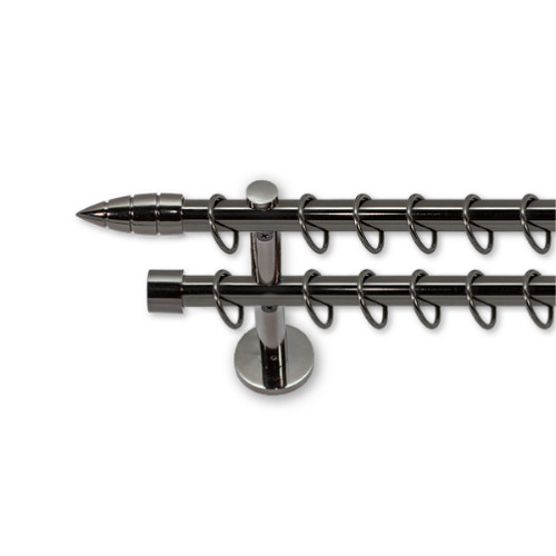 Landhouse 19mm karnis dupla fekete króm Bullet véggel