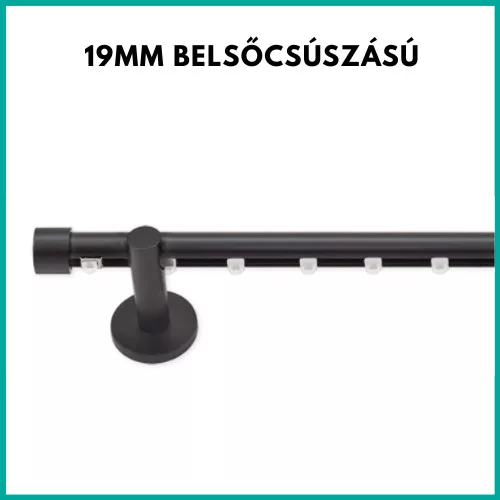 Landhouse 19mm belső csúszású fém karnis fekete Stockholm véggel 200cm