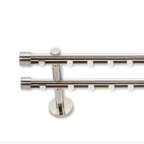   Landhouse 19mm belső csúszású dupla fém karnis inox  Cilinder véggel