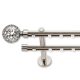 Landhouse 19mm belső csúszású dupla fém karnis inox Moon véggel