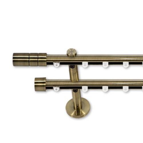 Landhouse 19mm belső csúszású dupla fém karnis réz antik Grip véggel