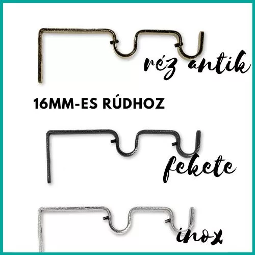 Dupla oldalfali konzol 16mm-es karnishoz inox