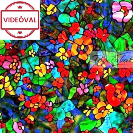 Üvegtapéta öntapadós színes virágmintás Venetian Garden 200-3006