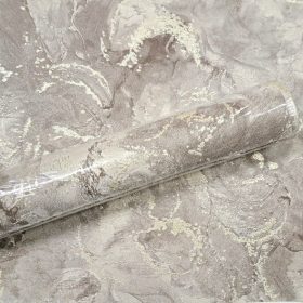   Habosított márványmintás tapéta – Ezüst csillogással, barna–drapp színekben
