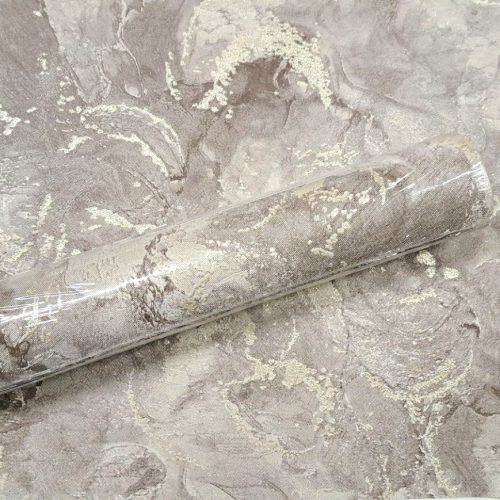 Habosított márványmintás tapéta – Ezüst csillogással, barna–drapp színekben