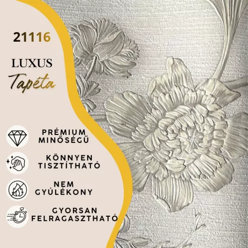 Silva Essence szürkésbarna alapon drapp klasszikus virág mintás selyemfényű tapéta 21116