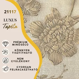   Silva Essence bézs alapon arany klasszikus virág mintás selyemfényű tapéta 21117