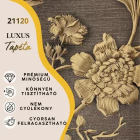   Silva Essence barna alapon arany klasszikus virág mintás selyemfényű tapéta 21120